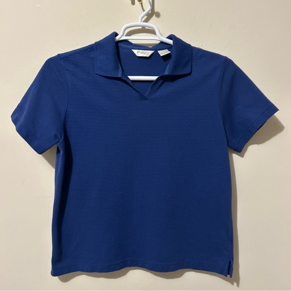 Ping Collection Golf Polo Shirt Top Women’s Large Royal Blue Textured Comfort